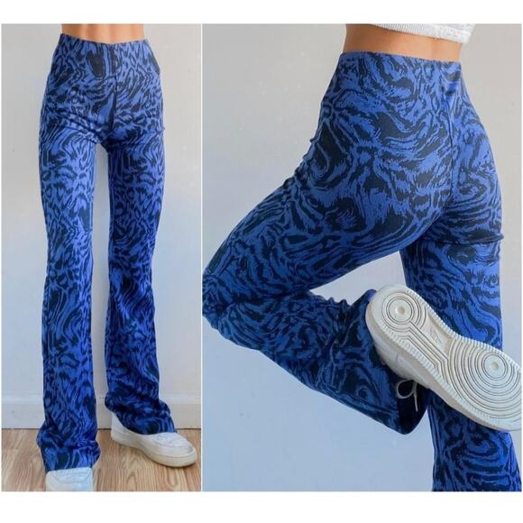 Urban Outfitters Pants - Urban Outfitters Blue Patterned Flare Pants